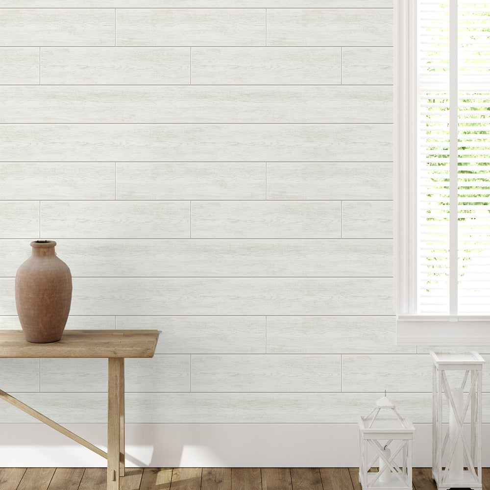 
                  
                    PR13000 faux shiplap prepasted wallpaper entryway from Seabrook Designs
                  
                