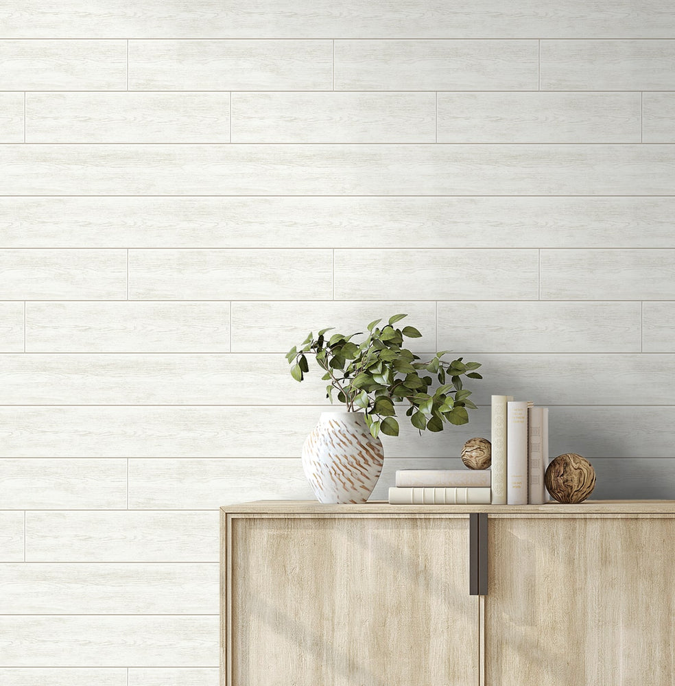 PR13000 faux shiplap prepasted wallpaper accent from Seabrook Designs