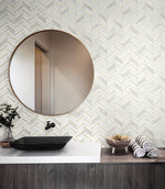 PR13105 faux chevron tile prepasted wallpaper decor from Seabrook Designs