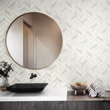 PR13105 faux chevron tile prepasted wallpaper decor from Seabrook Designs