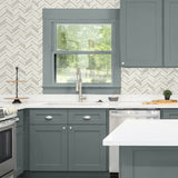 PR13105 faux chevron tile prepasted wallpaper kitchen from Seabrook Designs