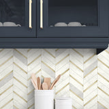 PR13105 faux chevron tile prepasted wallpaper accent from Seabrook Designs