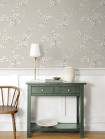 PR13201 floral prepasted wallpaper entryway from Seabrook Designs