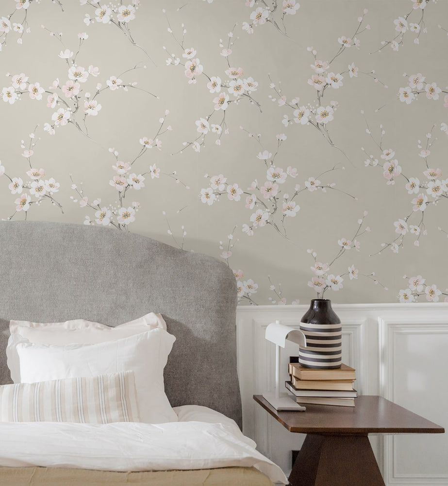 PR13201 floral prepasted wallpaper bedroom from Seabrook Designs
