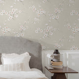 PR13201 floral prepasted wallpaper bedroom from Seabrook Designs