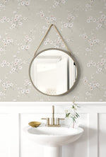 PR13201 floral prepasted wallpaper bathroom from Seabrook Designs
