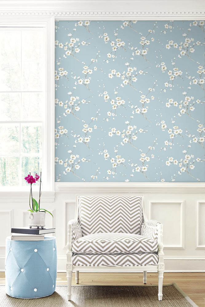 PR13202 floral prepasted wallpaper entryway from Seabrook Designs