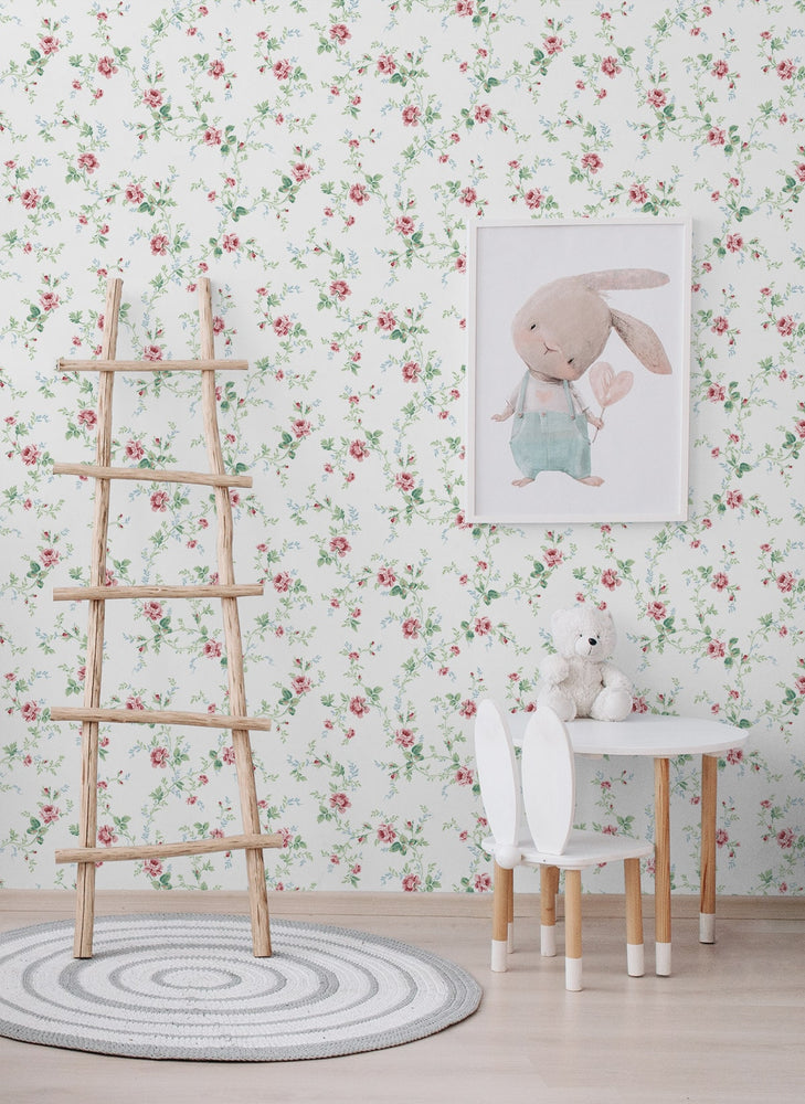PR13301 floral trail prepasted wallpaper nursery from Seabrook Designs