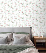 PR13301 floral trail prepasted wallpaper bed from Seabrook Designs