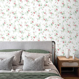 PR13301 floral trail prepasted wallpaper bed from Seabrook Designs