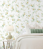 PR13303 floral trail prepasted wallpaper bedroom from Seabrook Designs