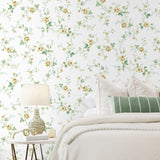 PR13303 floral trail prepasted wallpaper bedroom from Seabrook Designs