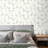 PR13303 floral trail prepasted wallpaper bed from Seabrook Designs
