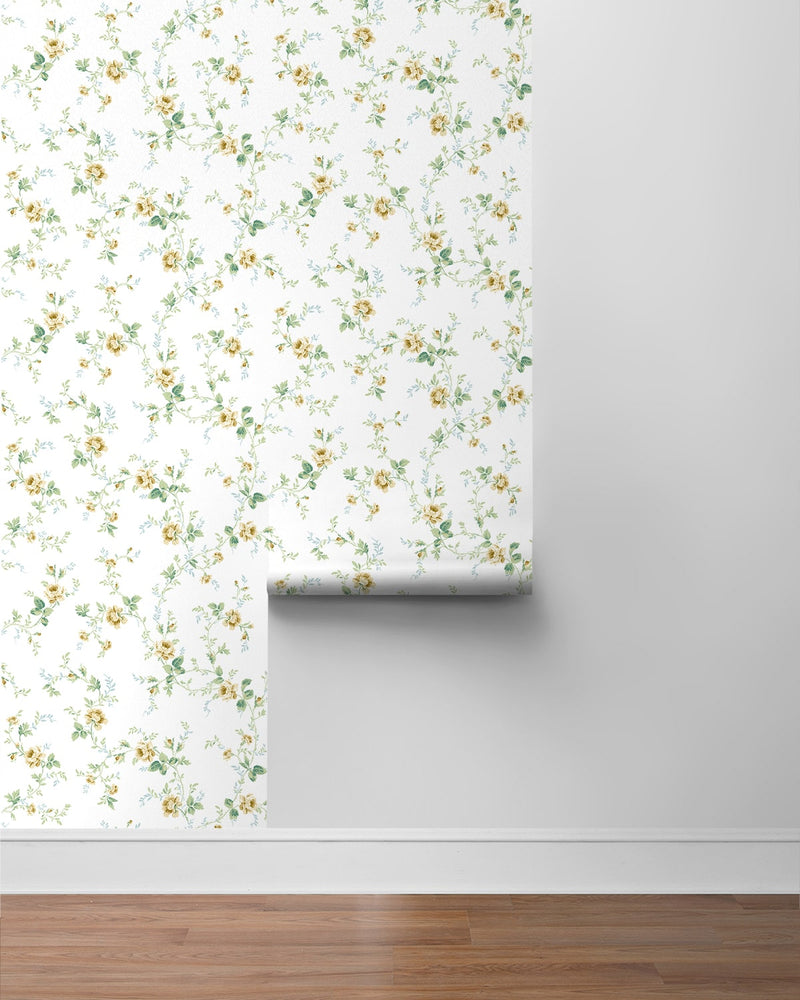 PR13303 floral trail prepasted wallpaper roll from Seabrook Designs