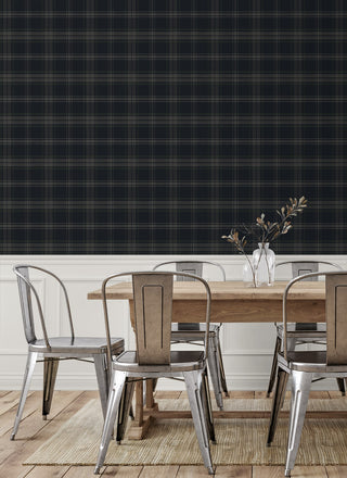 PR13402 plaid prepasted wallpaper dining room from Seabrook Designs