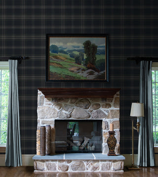 PR13402 plaid prepasted wallpaper living room from Seabrook Designs