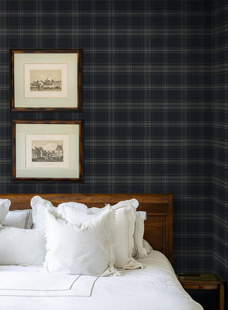 PR13402 plaid prepasted wallpaper bedroom from Seabrook Designs
