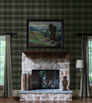 PR13404 plaid prepasted wallpaper living room from Seabrook Designs