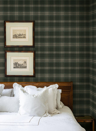 PR13404 plaid prepasted wallpaper bedroom from Seabrook Designs