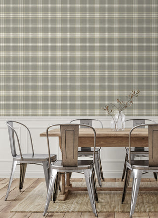 PR13408 plaid prepasted wallpaper dining room from Seabrook Designs