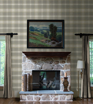 PR13408 plaid prepasted wallpaper living room from Seabrook Designs