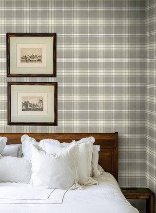 PR13408 plaid prepasted wallpaper bedroom from Seabrook Designs