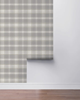 PR13408 plaid prepasted wallpaper roll from Seabrook Designs
