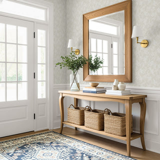 Neutral Vining Tonal Floral Prepasted Wallpaper entryway at Say Decor