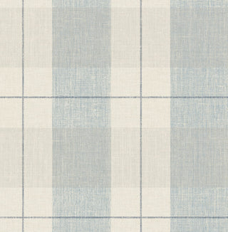Blue Etched Plaid Prepasted Wallpaper at Say Decor