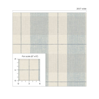 Blue Etched Plaid Prepasted Wallpaper Scale at Say Decor