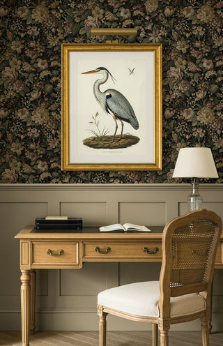 Vintage Meadow Garden Floral Prepasted Wallpaper Office at Say Decor