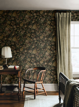 Vintage Meadow Garden Floral Prepasted Wallpaper Bedroom at Say Decor