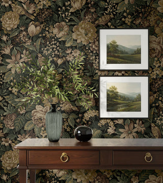 Vintage Meadow Garden Floral Prepasted Wallpaper Decor at Say Decor