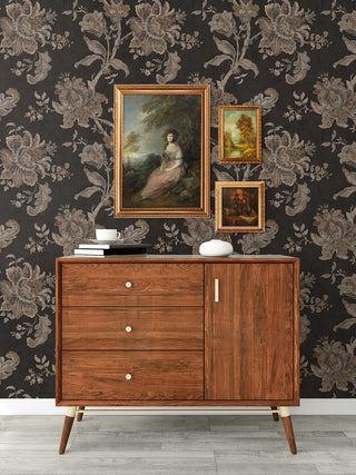 Etched Jacobean Vintage Floral Prepasted Wallpaper Decor at Say Decor