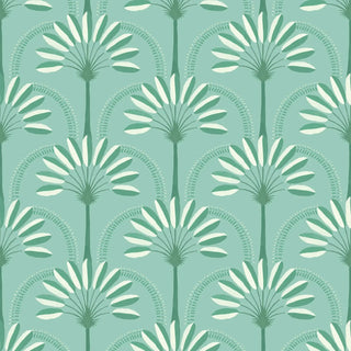 Mitchell Black South Beach Deco Palm Arches Wallpaper in shade Tropical Teal at Say Decor