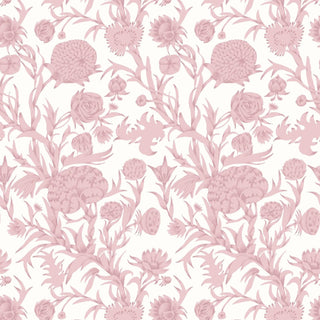 Mitchell Black Patterned Garden Blooming Thicket Botanical Wallpaper in shade Blush at Say Decor