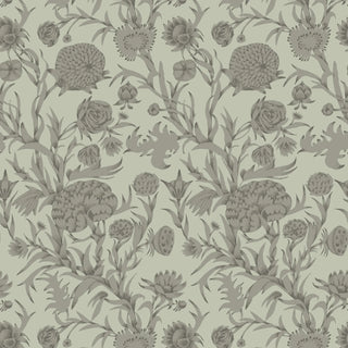 Mitchell Black Patterned Garden Blooming Thicket Botanical Wallpaper in shade Green Taupe at Say Decor