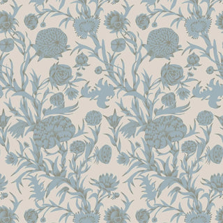 Mitchell Black Patterned Garden Blooming Thicket Botanical Wallpaper in shade Linen Stone at Say Decor