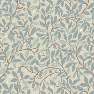Mitchell Black Patterned Garden Leaf and Pod Wallpaper in shade Linen Stone at Say Decor