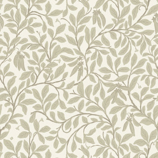 Mitchell Black Patterned Garden Leaf and Pod Wallpaper in shade Linen at Say Decor