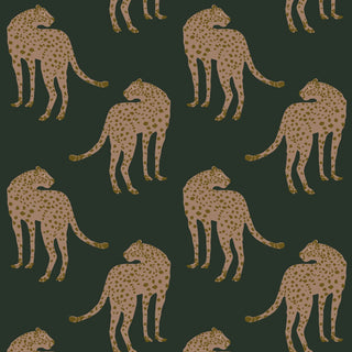 Mitchell Black Prowling Cheetah Wallpaper in shade Forest Green at Say Decor
