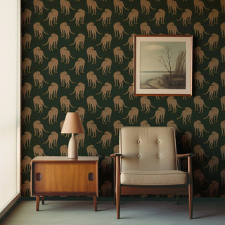 Mitchell Black Prowling Cheetah Wallpaper entryway in shade Forest Green at Say Decor