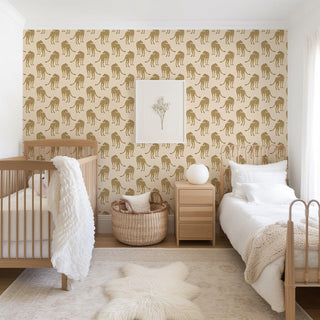 Mitchell Black Prowling Cheetah Wallpaper bedroom in shade Desert Sand at Say Decor