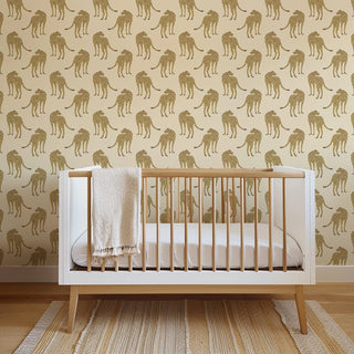Mitchell Black Prowling Cheetah Wallpaper nursery in shade Desert Sand at Say Decor