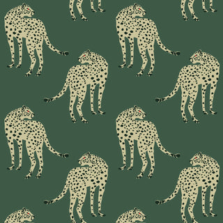 Mitchell Black Prowling Cheetah Wallpaper in shade Juniper at Say Decor