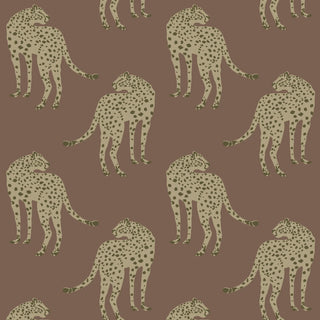 Mitchell Black Prowling Cheetah Wallpaper in shade Mahogany at Say Decor