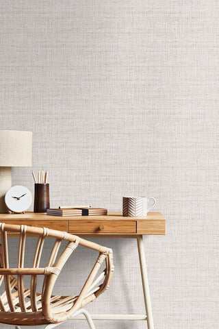 RA40308 faux weave textured vinyl wallpaper desk from the Raffia collection by Seabrook Designs
