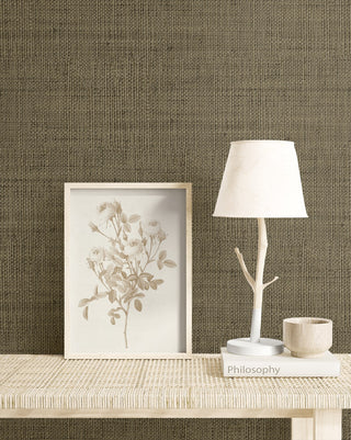 RA40316 faux weave textured vinyl wallpaper sofa table from the Raffia collection by Seabrook Designs