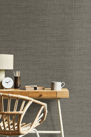 RA40319 faux weave textured vinyl wallpaper workspace from the Raffia collection by Seabrook Designs