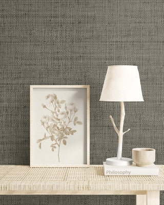RA40319 faux weave textured vinyl wallpaper knick knacks from the Raffia collection by Seabrook Designs